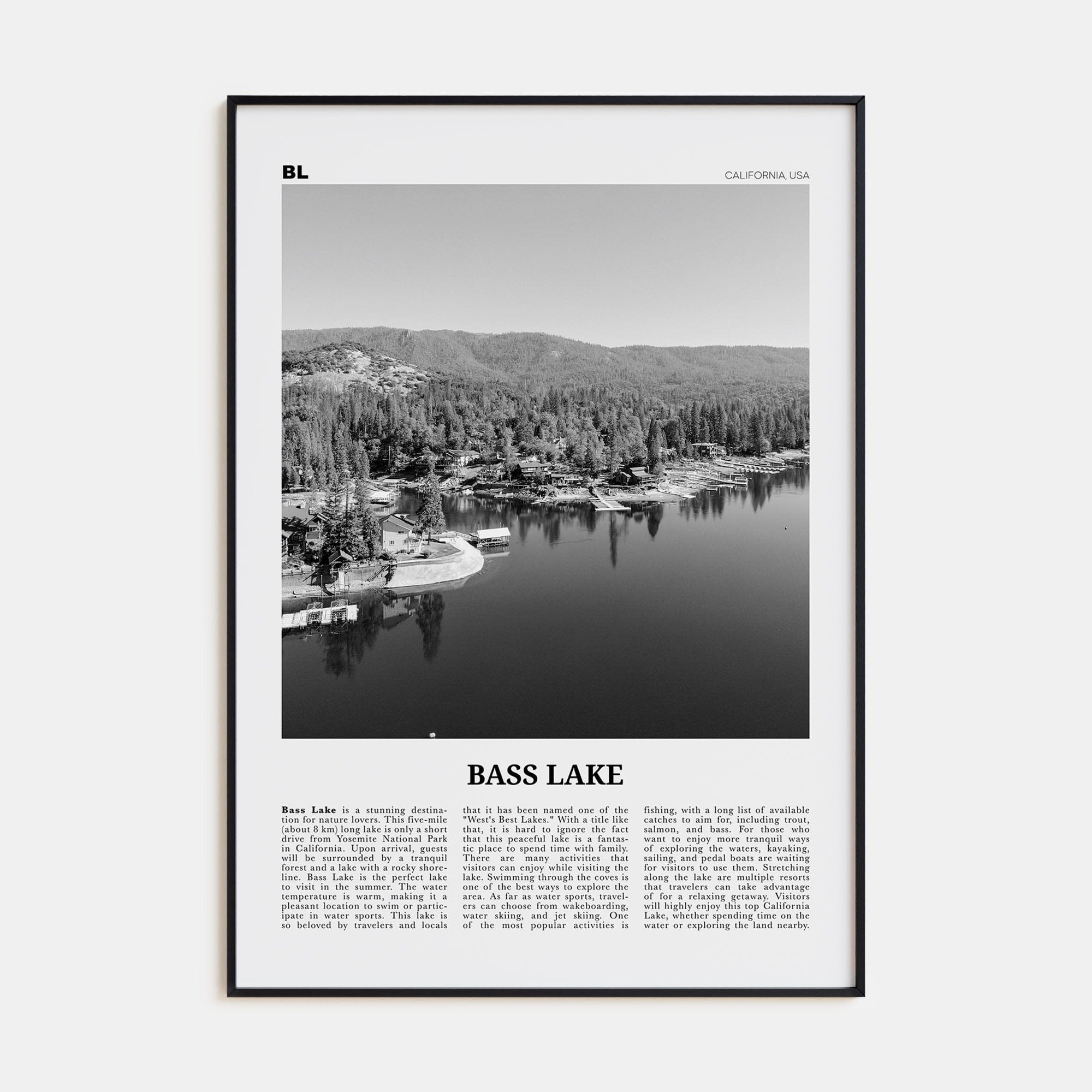 Bass Lake Poster None / 8x12 in Nbourhood Travel B&W Poster