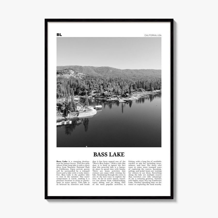 Bass Lake Newspaper Poster, framed poster mockup