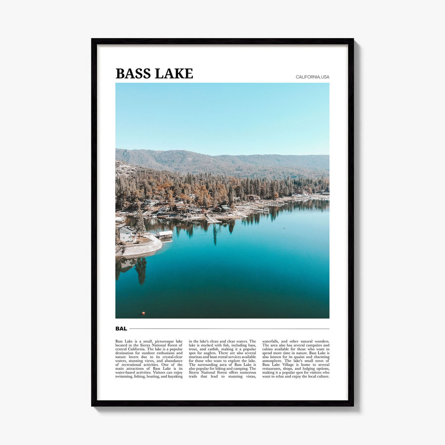 Bass Lake Travel Poster, framed poster mockup