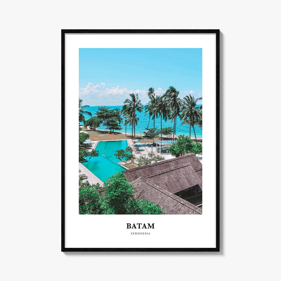 Batam colorful classic poster of Indonesia – vertical wall art, unframed print shown in interior mockup