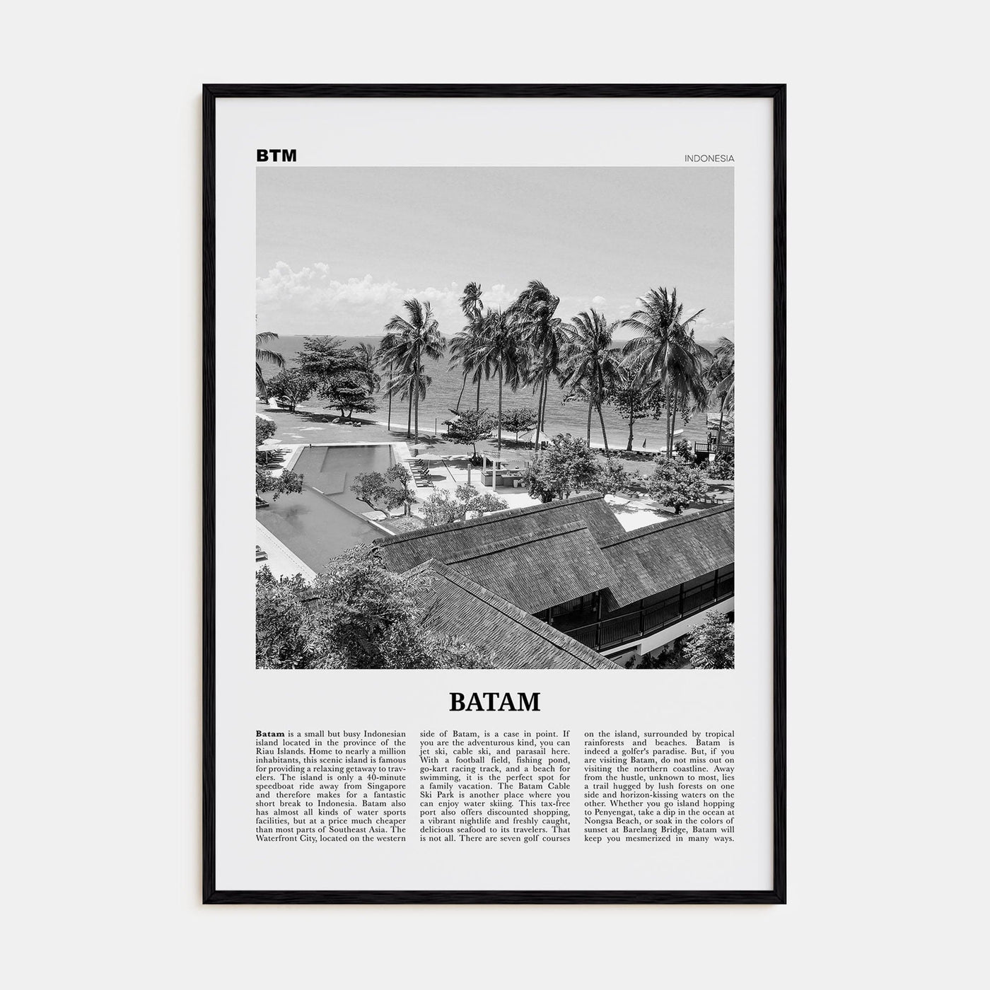 Batam Poster Black Wood / 8x12 in Nbourhood Travel B&W Poster