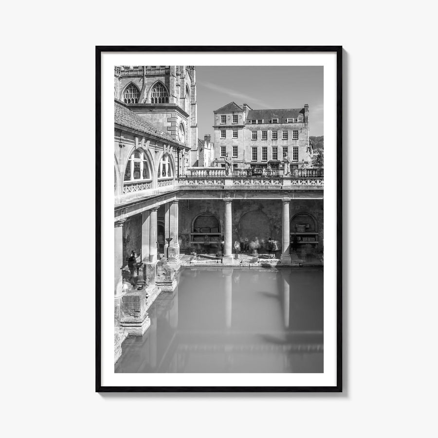 Bath black & white photo poster of England, UK – vertical wall art, unframed print shown in interior mockup