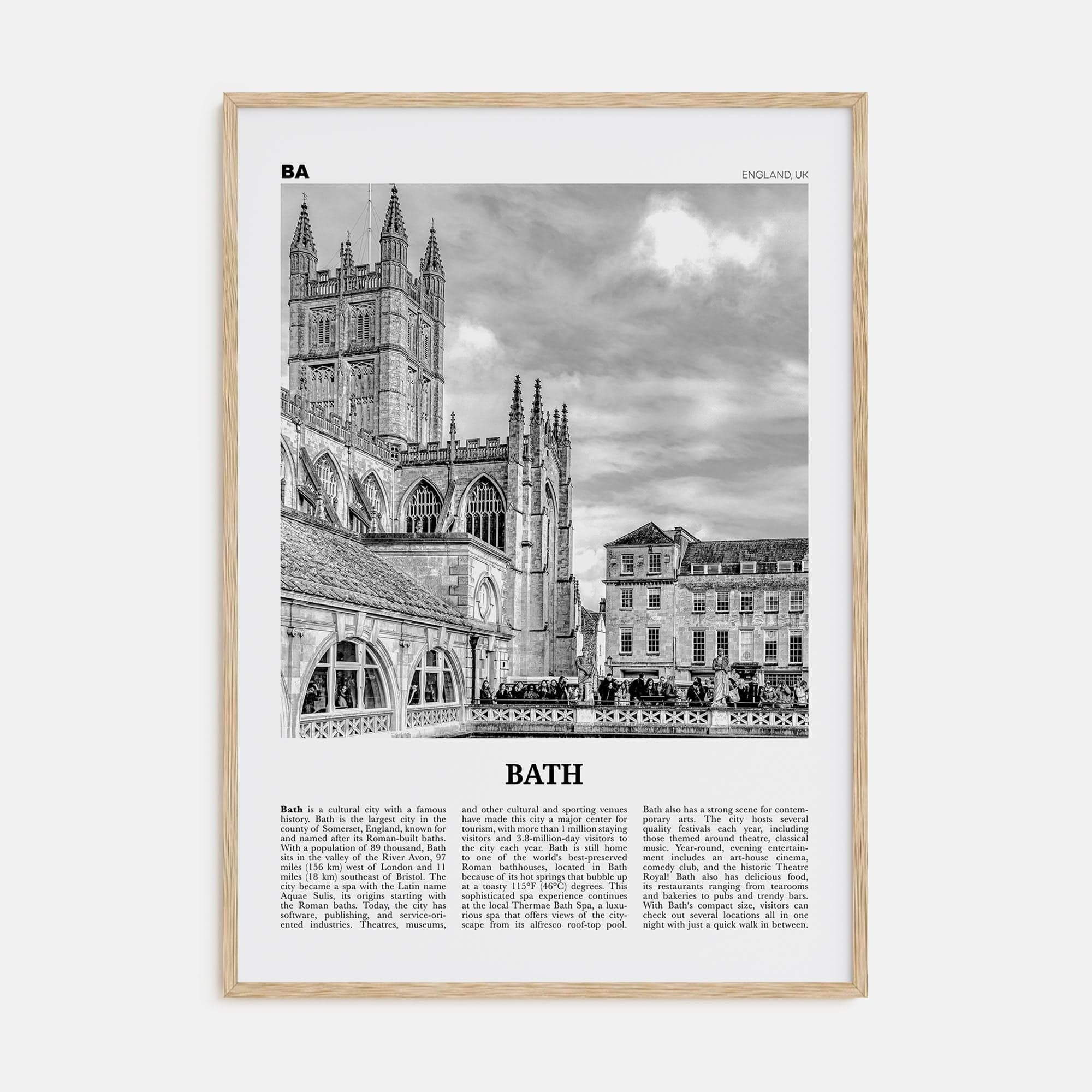 Bath Poster Natural Wood / 8x12 in Nbourhood Travel B&W Poster