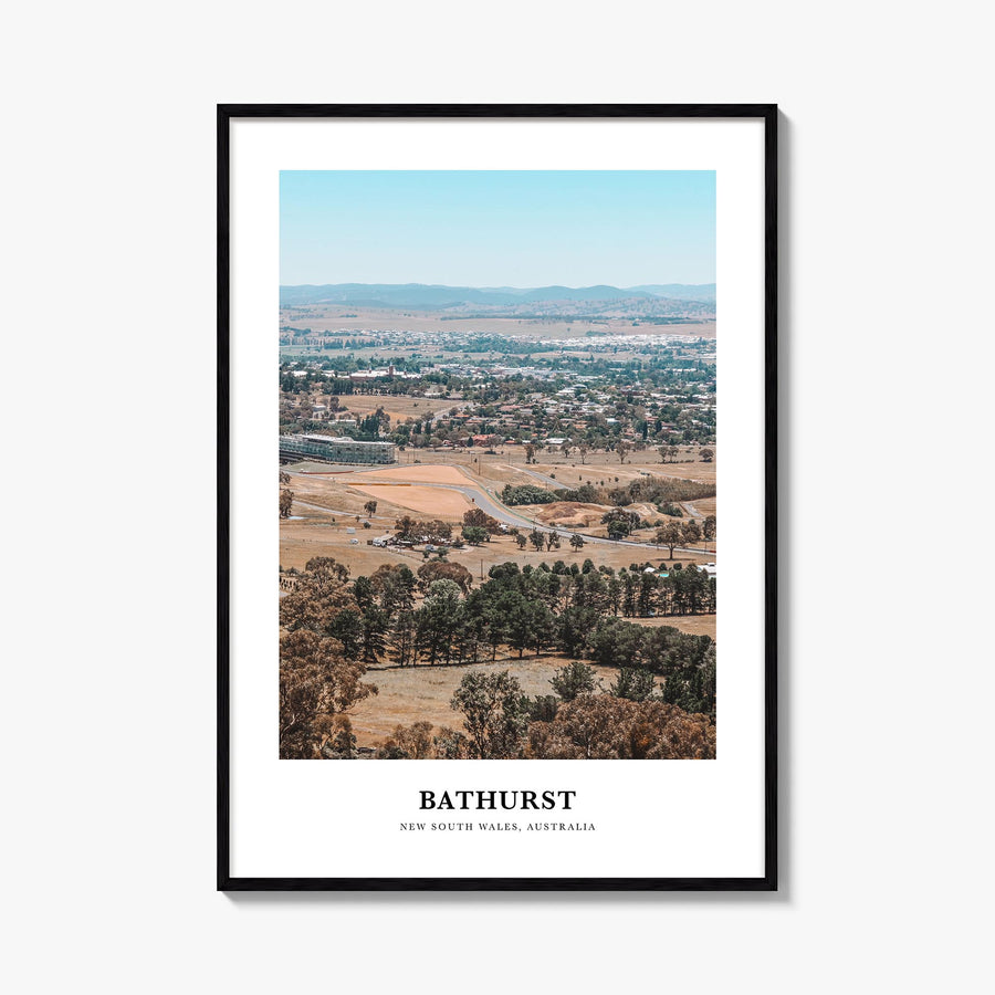 Bathurst colorful classic poster of Australia – vertical wall art, unframed print shown in interior mockup