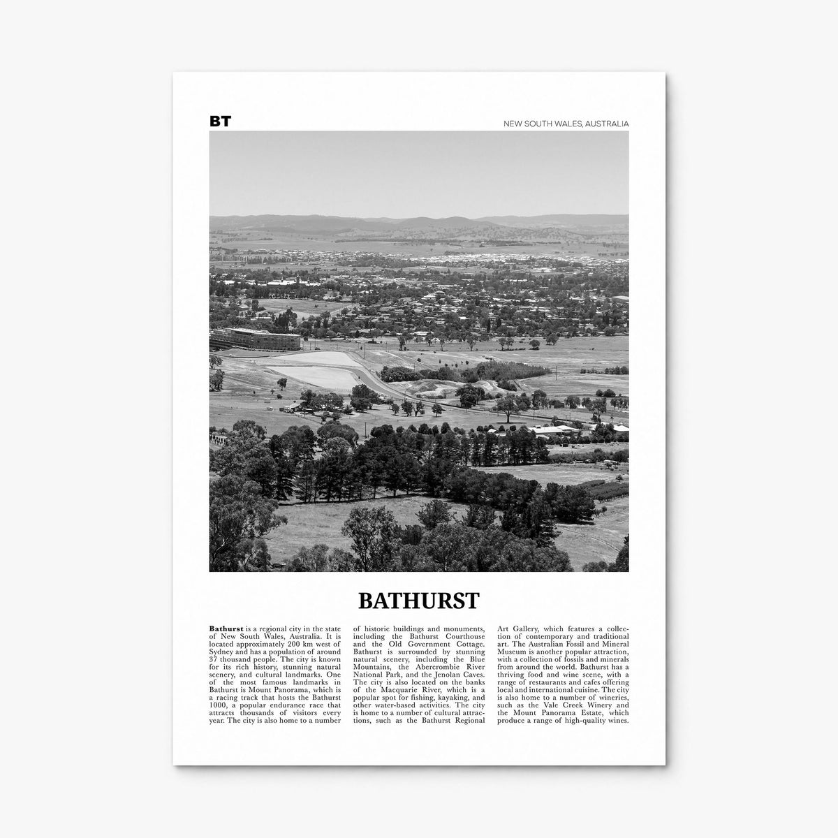 Bathurst Newspaper Poster, print only (unframed)