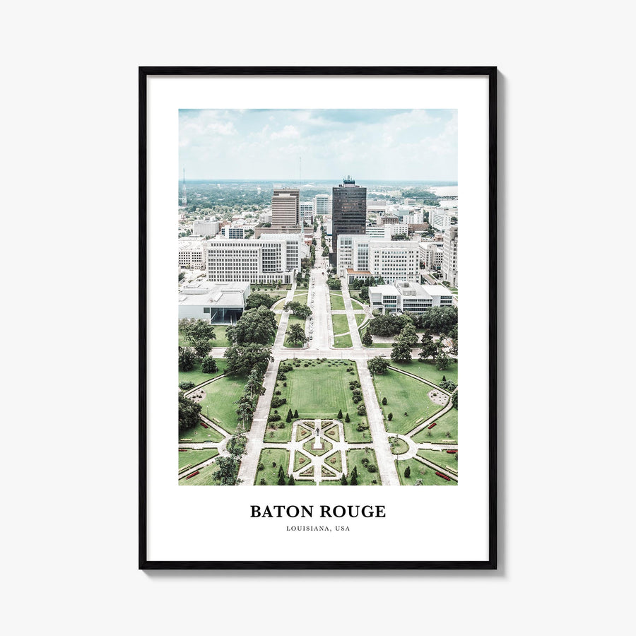 Baton Rouge colorful classic poster of Louisiana, USA – vertical wall art, unframed print shown in interior mockup
