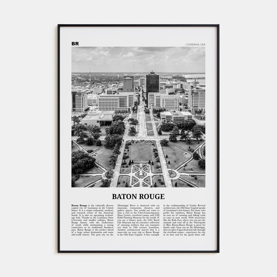 Baton Rouge Poster None / 8x12 in Nbourhood Travel B&W Poster