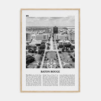 Baton Rouge Poster Natural Wood / 8x12 in Nbourhood Travel B&W Poster