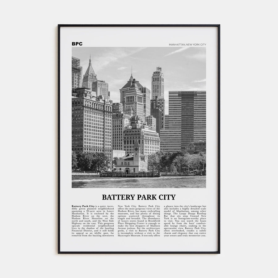 Battery Park City Poster None / 8x12 in Nbourhood Travel B&W Poster