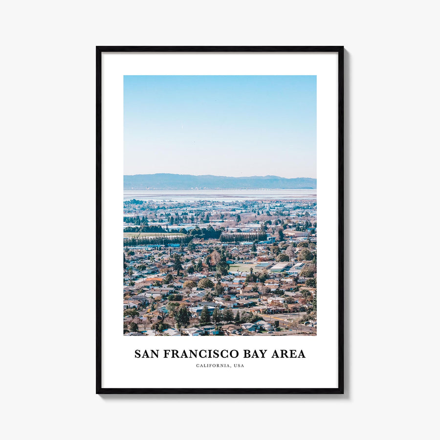 Bay Area no. 1 colorful classic poster of California, USA – vertical wall art, unframed print shown in interior mockup