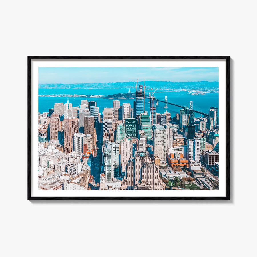Bay Area no. 1 colorful photo poster of California, USA – horizontal wall art, unframed print shown in interior mockup