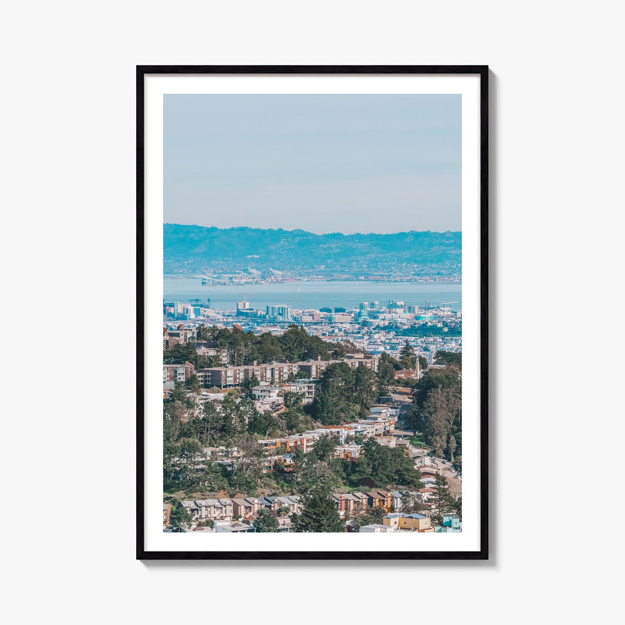 Bay Area no. 1 colorful photo poster of California, USA – vertical wall art, unframed print shown in interior mockup