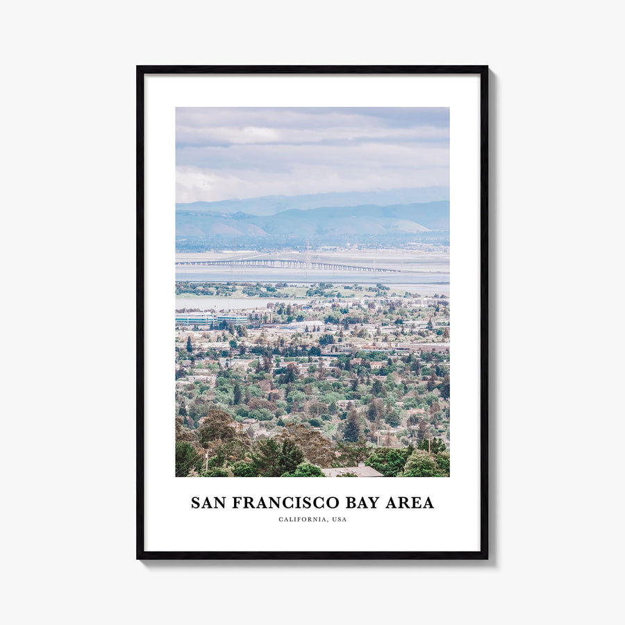 Bay Area no. 2 colorful classic poster of California, USA – vertical wall art, unframed print shown in interior mockup