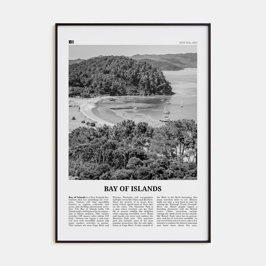 Bay of Islands Poster None / 8x12 in Nbourhood Travel B&W Poster