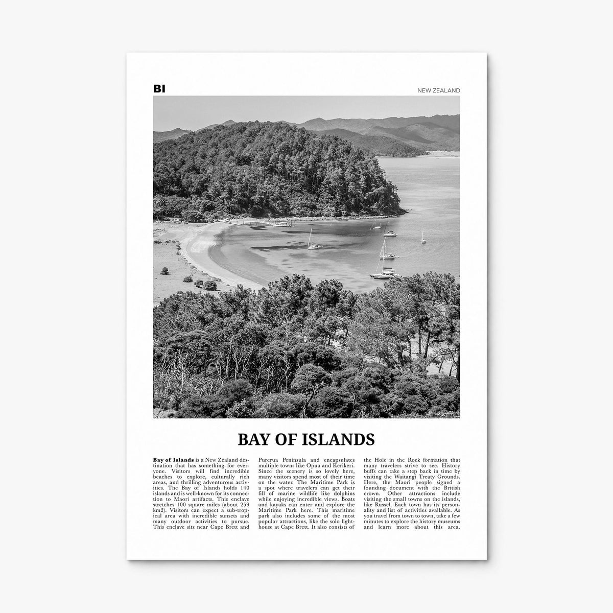 Bay of Islands Newspaper Poster, print only (unframed)