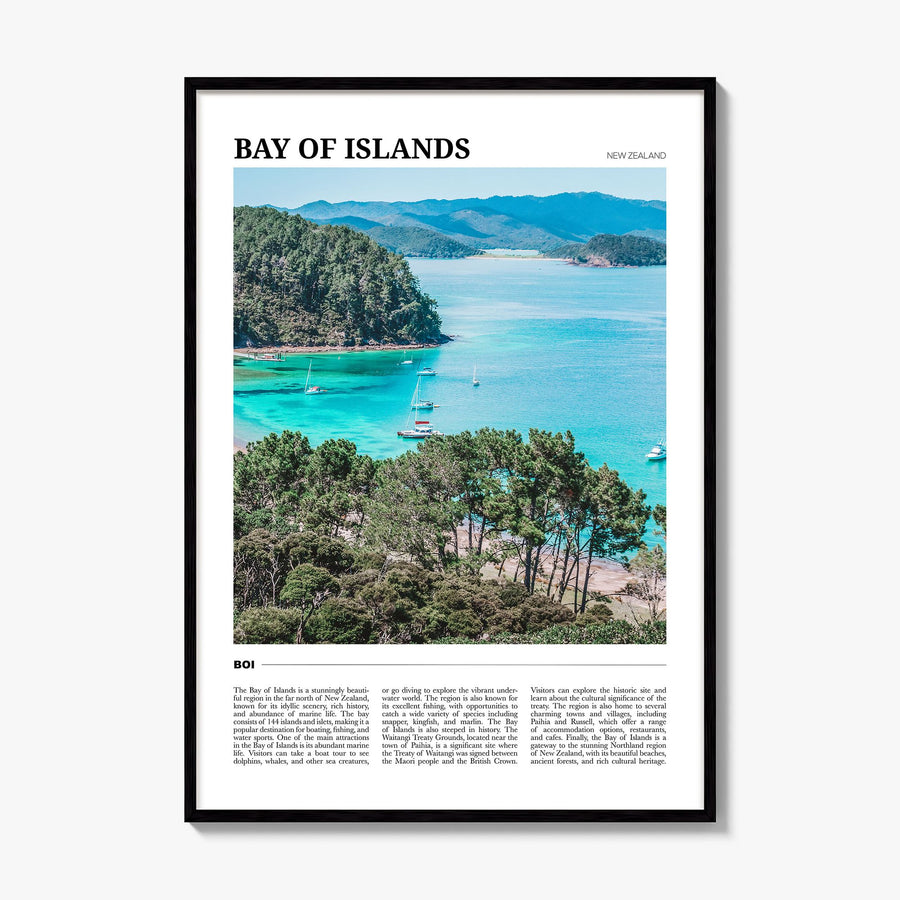 Bay of Islands Travel Poster, framed poster mockup