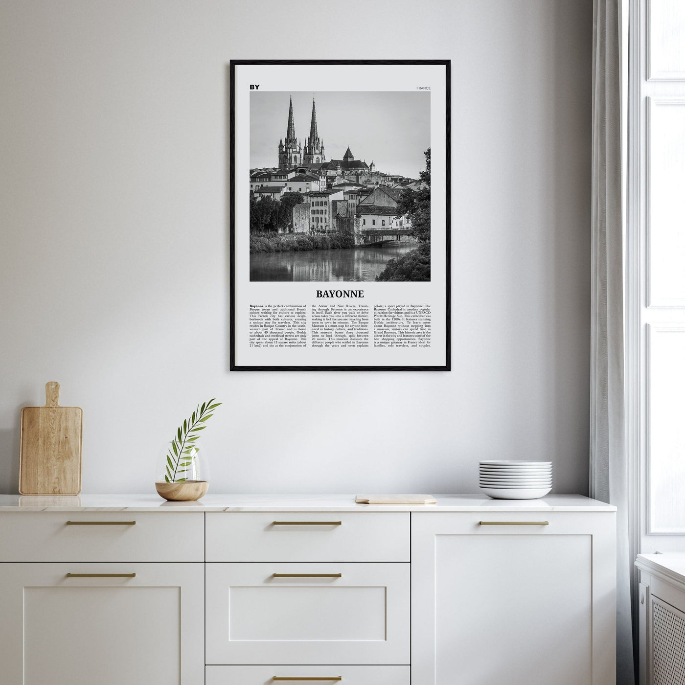 Bayonne, France Poster Nbourhood Travel B&W Poster