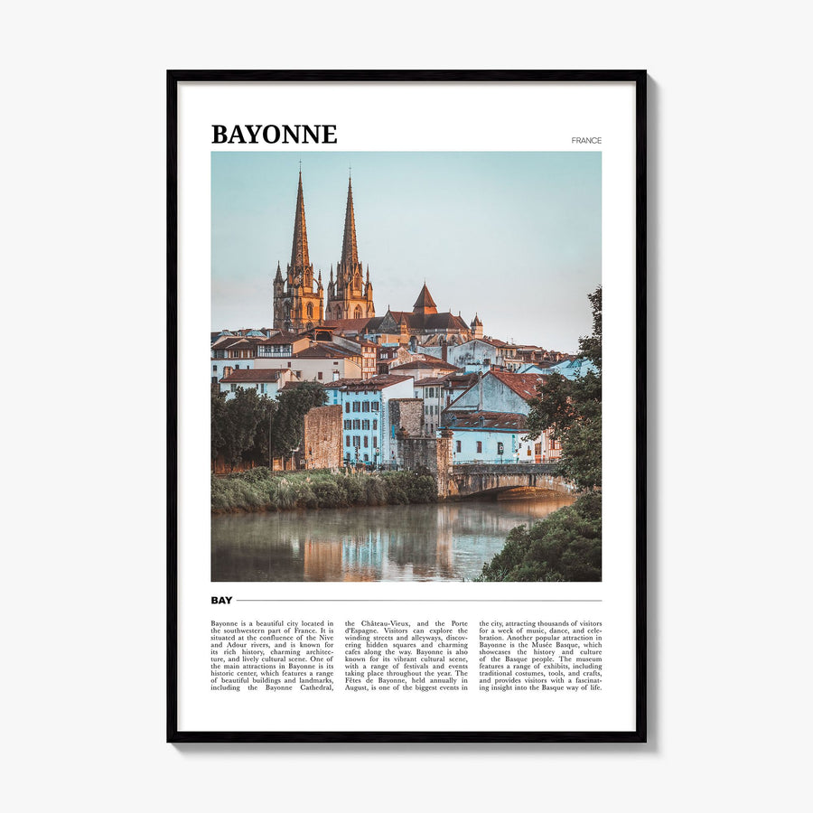 Bayonne, France Travel Poster, framed poster mockup