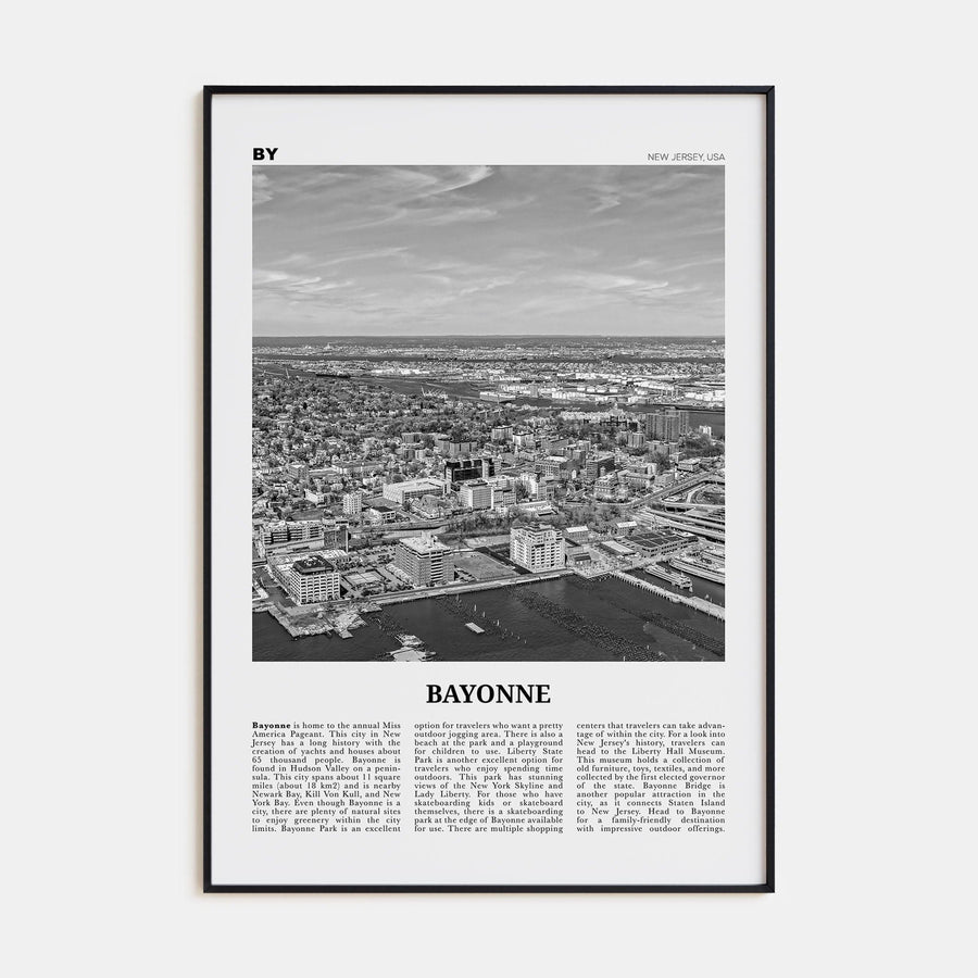 Bayonne, New Jersey Poster None / 8x12 in Nbourhood Travel B&W Poster