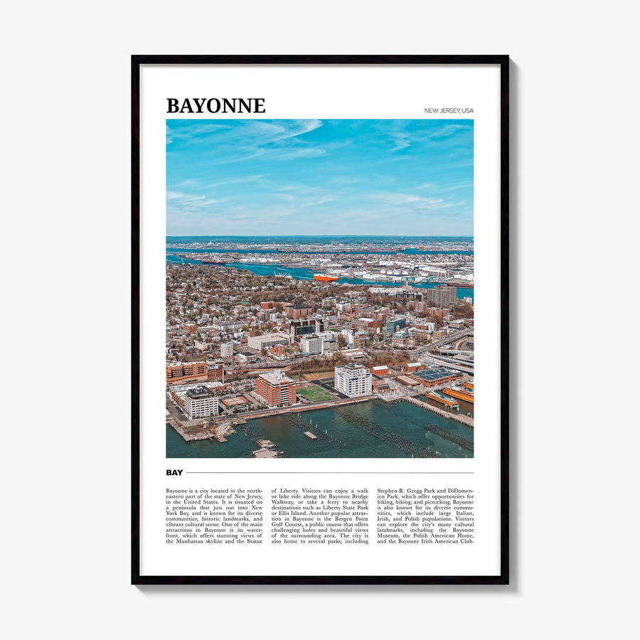 Bayonne, New Jersey Travel Poster, framed poster mockup