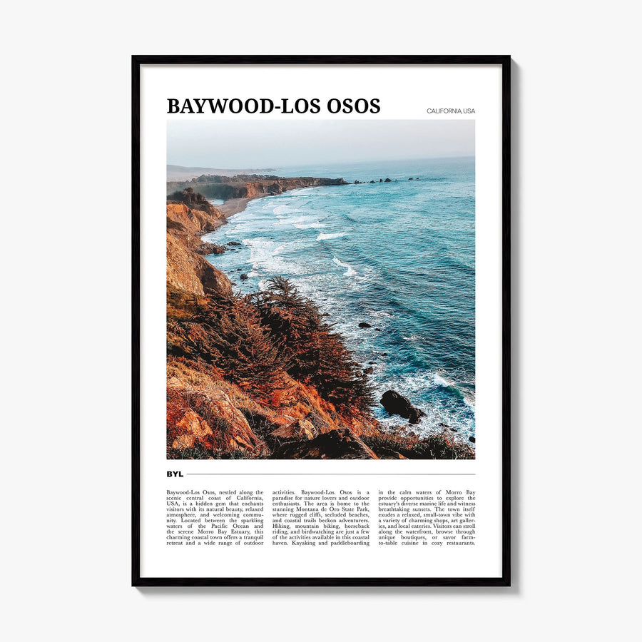 Baywood-Los Osos Travel Poster, framed poster mockup