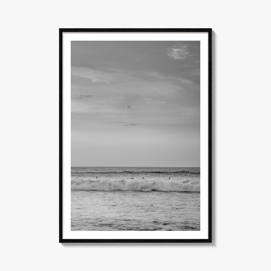 Beach no. 2 black & white photo poster – vertical wall art, unframed print shown in interior mockup