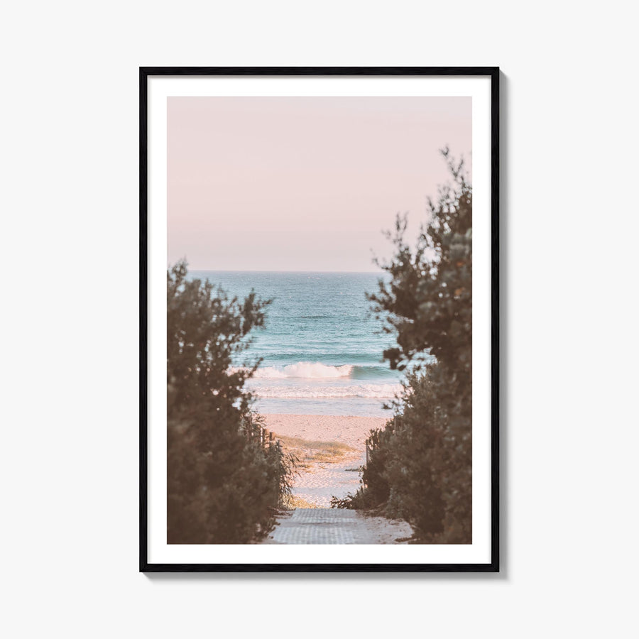 Beach Trail no. 1 colorful photo poster – vertical wall art, unframed print shown in interior mockup