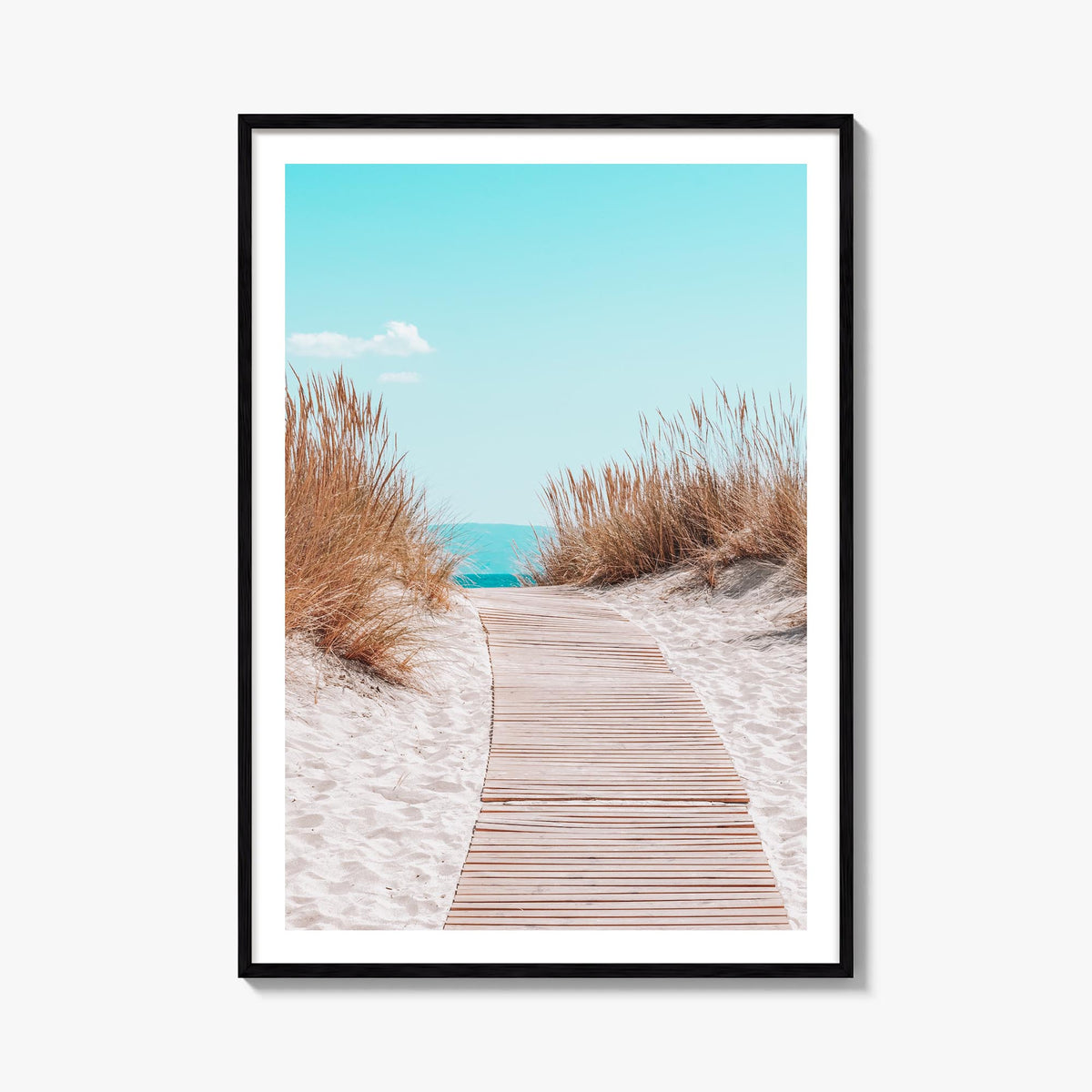 Beach Trail no. 2 colorful photo poster – vertical wall art, unframed print shown in interior mockup