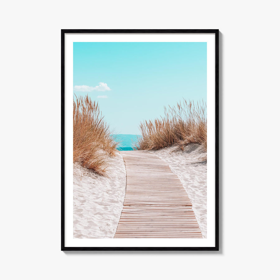 Beach Trail no. 2 colorful photo poster – vertical wall art, unframed print shown in interior mockup