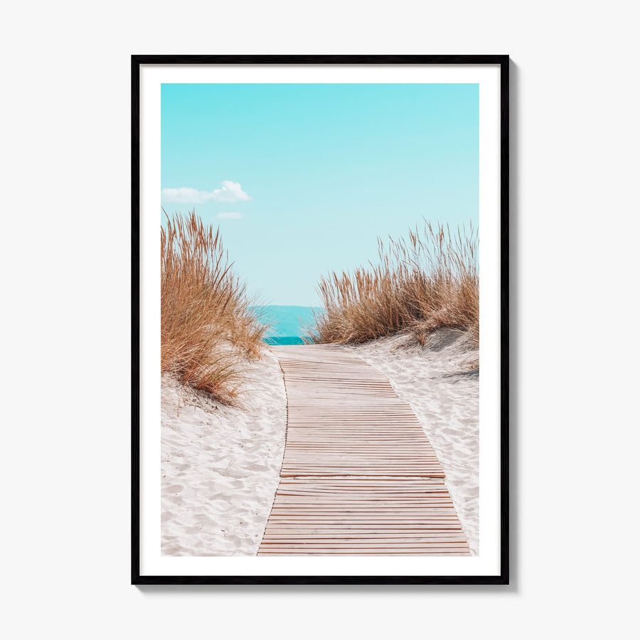 Beach Trail Photo No 4 Poster, framed poster mockup, white border