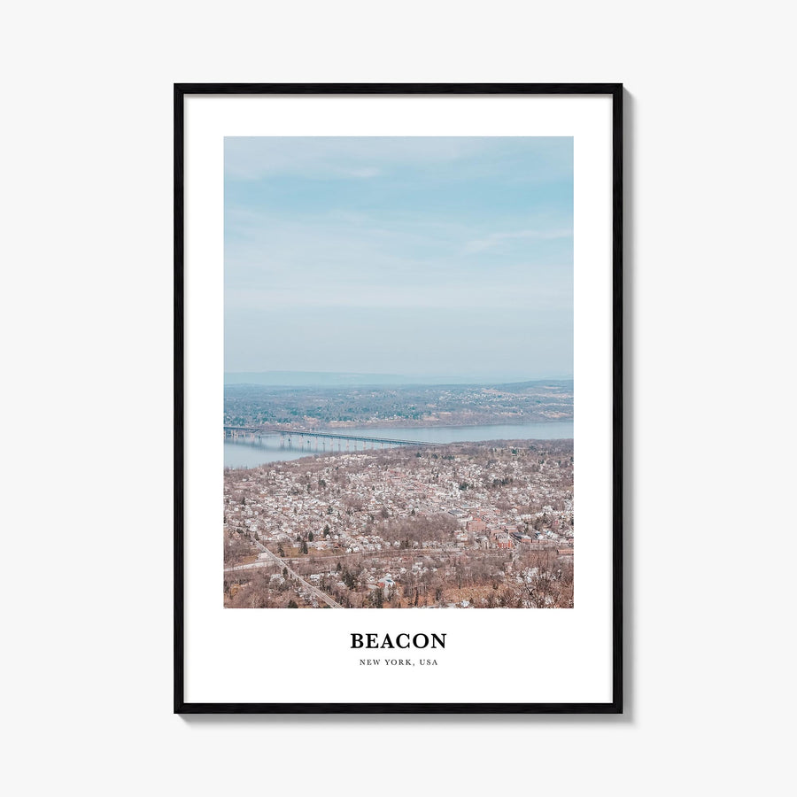 Beacon colorful classic poster of New York, USA – vertical wall art, unframed print shown in interior mockup