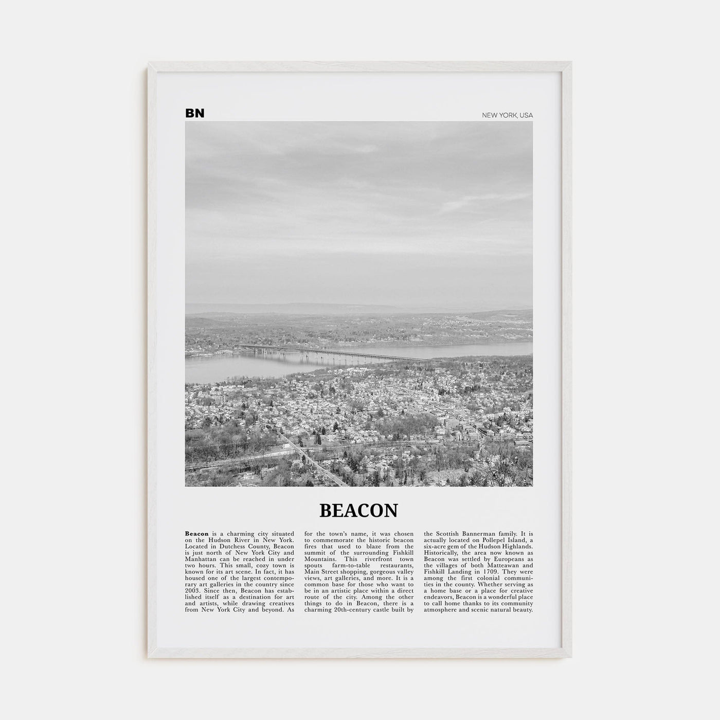 Beacon Poster White Wood / 8x12 in Nbourhood Travel B&W Poster