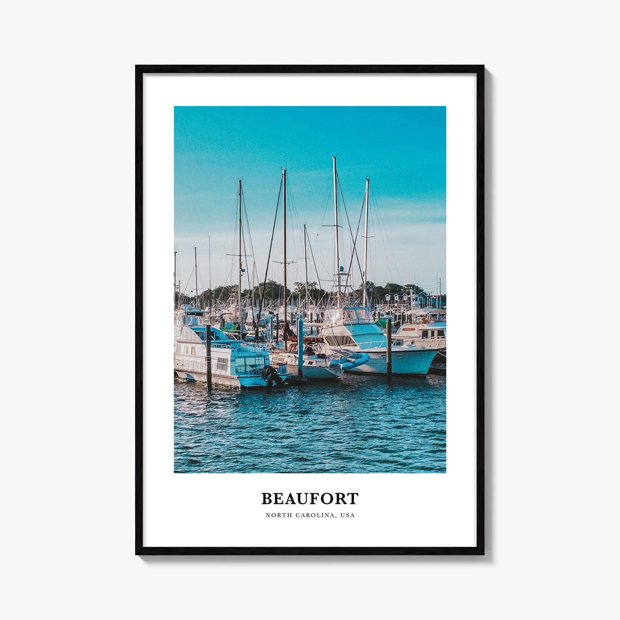 Beaufort, North Carolina colorful classic poster of North Carolina, USA – vertical wall art, unframed print shown in interior