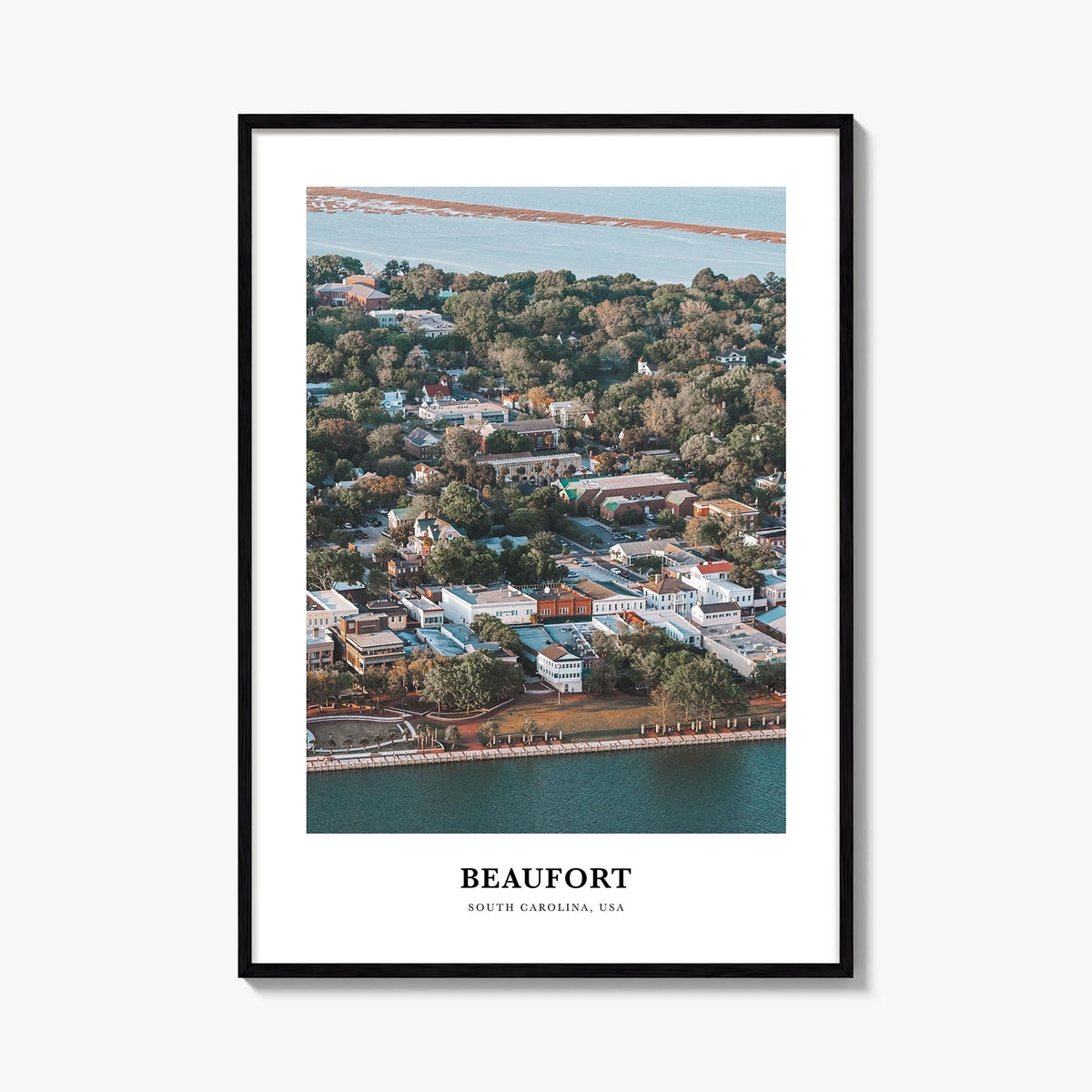 Beaufort, South Carolina colorful classic poster of South Carolina, USA – vertical wall art, unframed print shown in interior
