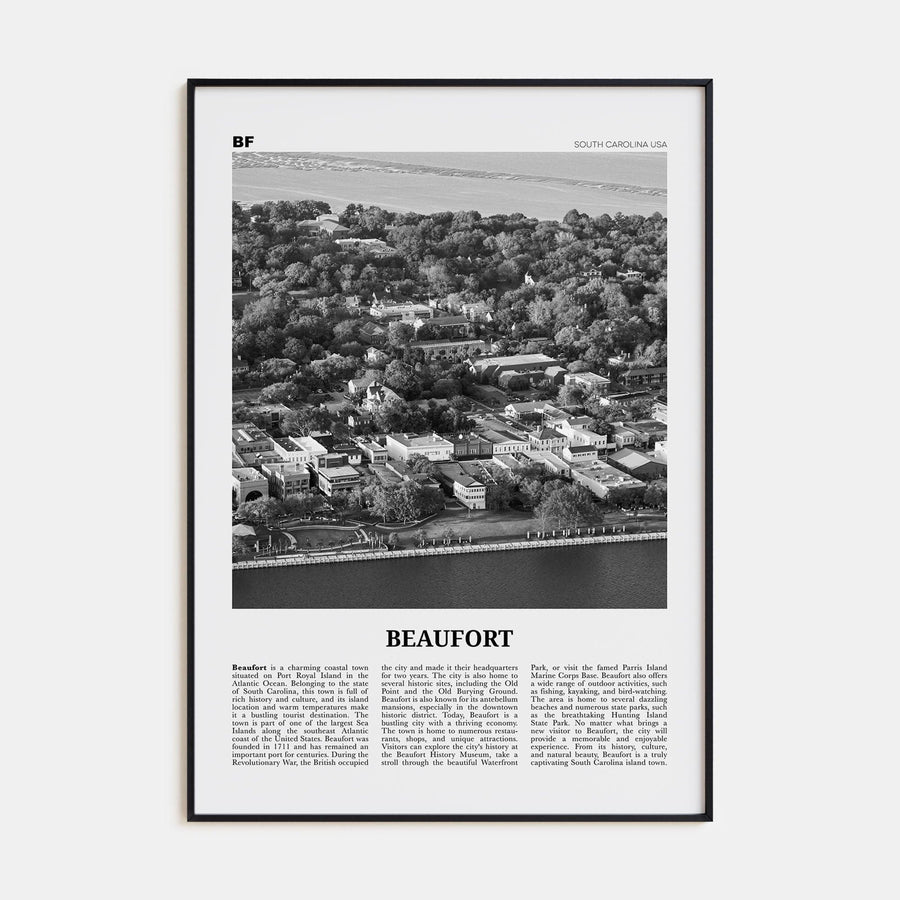 Beaufort, South Carolina Poster None / 8x12 in Nbourhood Travel B&W Poster