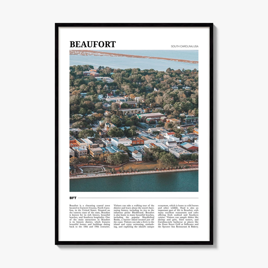 Beaufort, South Carolina Travel Poster, framed poster mockup