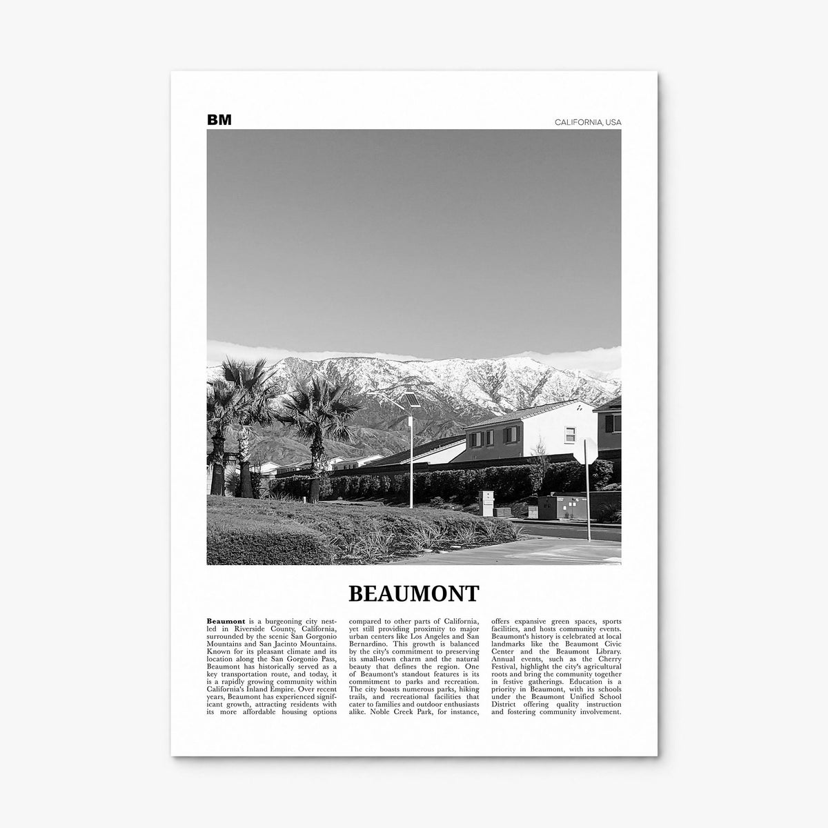 Beaumont, California Newspaper Poster, print only (unframed)