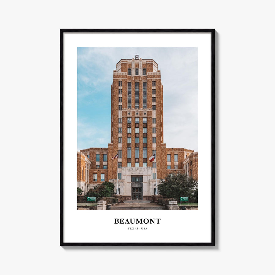 Beaumont, Texas colorful classic poster of Texas, USA – vertical wall art, unframed print shown in interior mockup