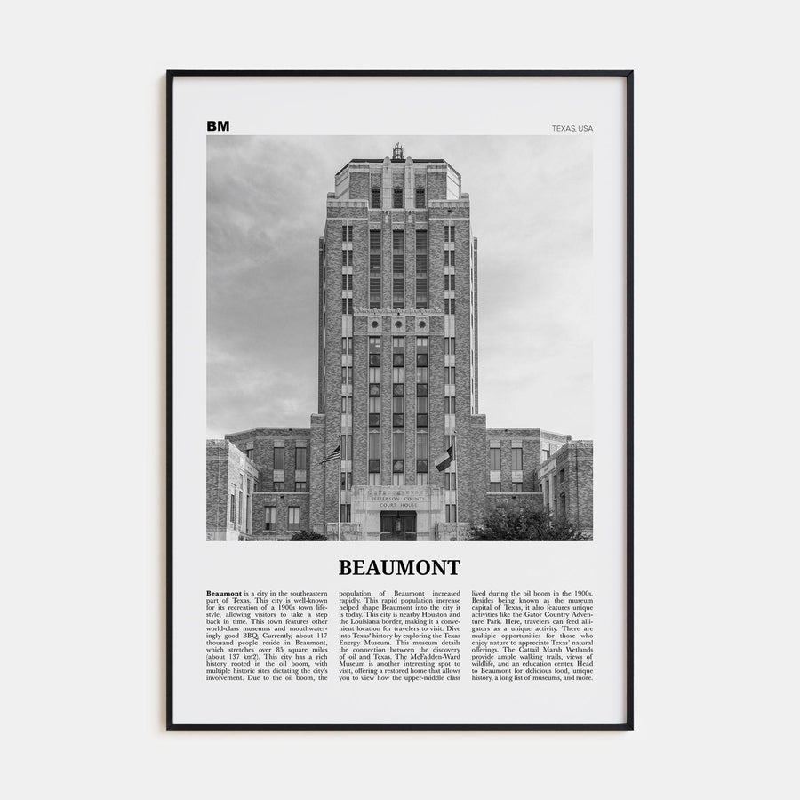 Beaumont, Texas Poster None / 8x12 in Nbourhood Travel B&W Poster