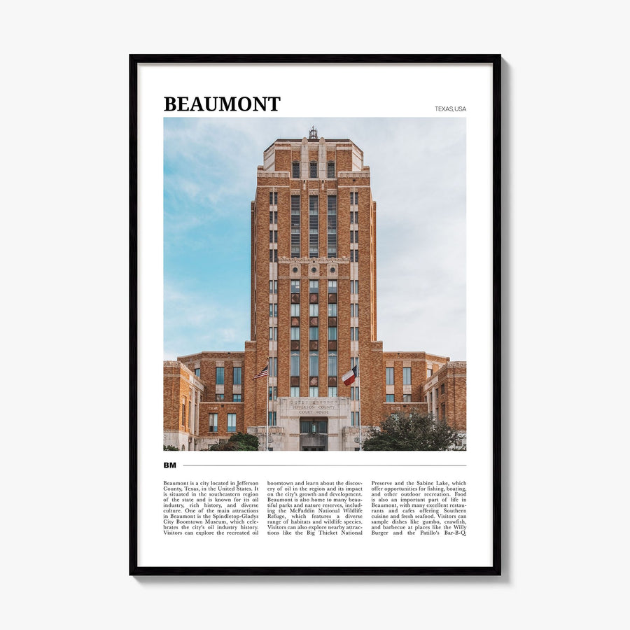 Beaumont, Texas Travel Poster, framed poster mockup