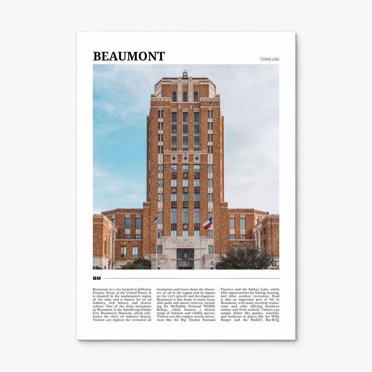 Beaumont, Texas Travel Poster, print only (unframed)