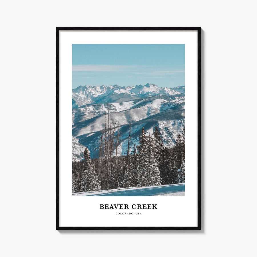 Beaver Creek colorful classic poster of Colorado, USA – vertical wall art, unframed print shown in interior mockup