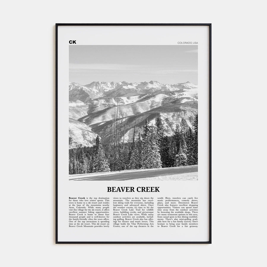 Beaver Creek Poster None / 8x12 in Nbourhood Travel B&W Poster