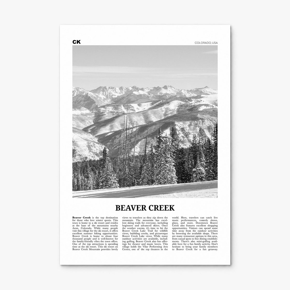 Beaver Creek Newspaper Poster, print only (unframed)