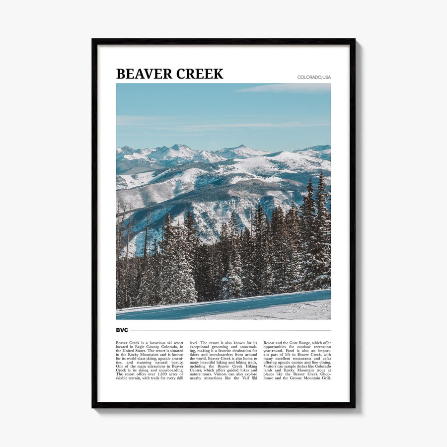 Beaver Creek Travel Poster, framed poster mockup