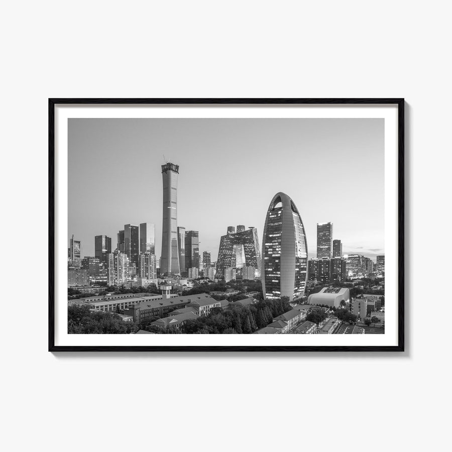 Beijing black & white photo poster of China – horizontal wall art, unframed print shown in interior mockup