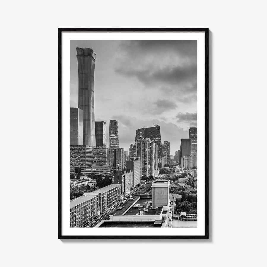 Beijing black & white photo poster of China – vertical wall art, unframed print shown in interior mockup