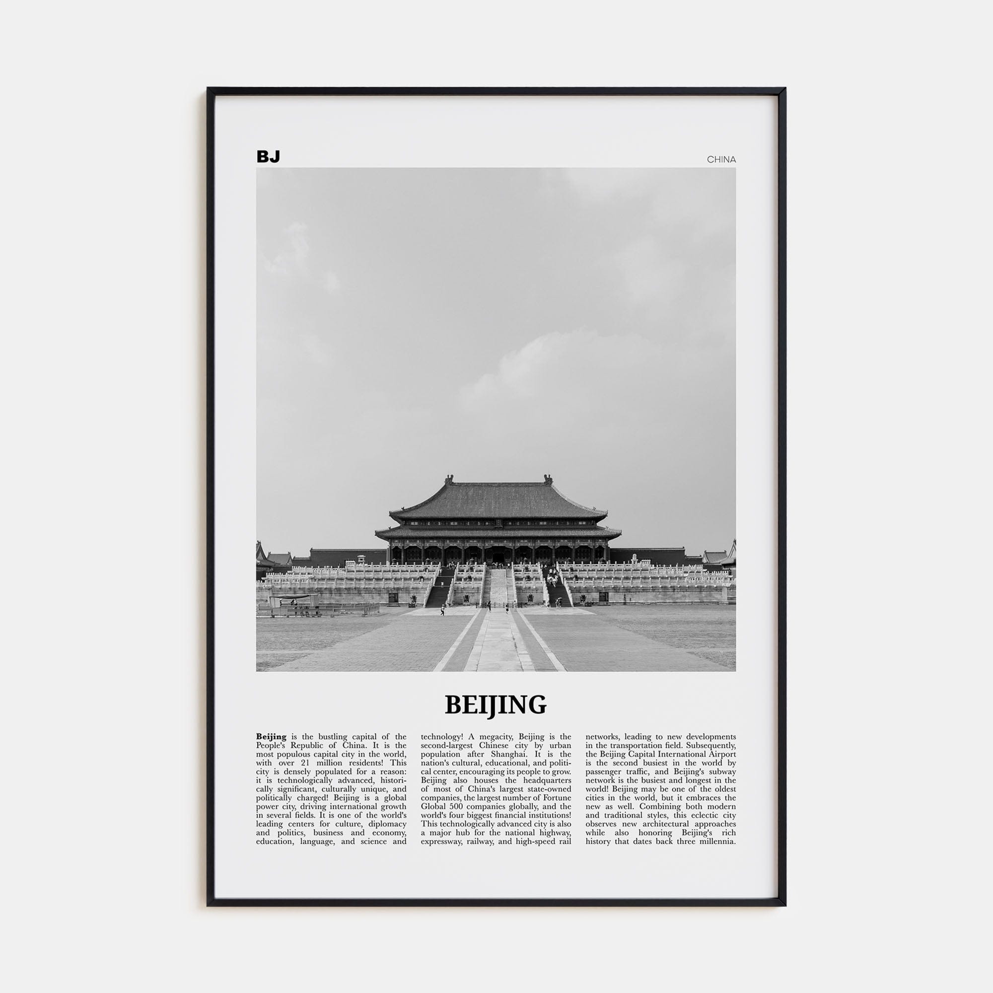 Beijing No 1 Poster None / 8x12 in Nbourhood Travel B&W Poster