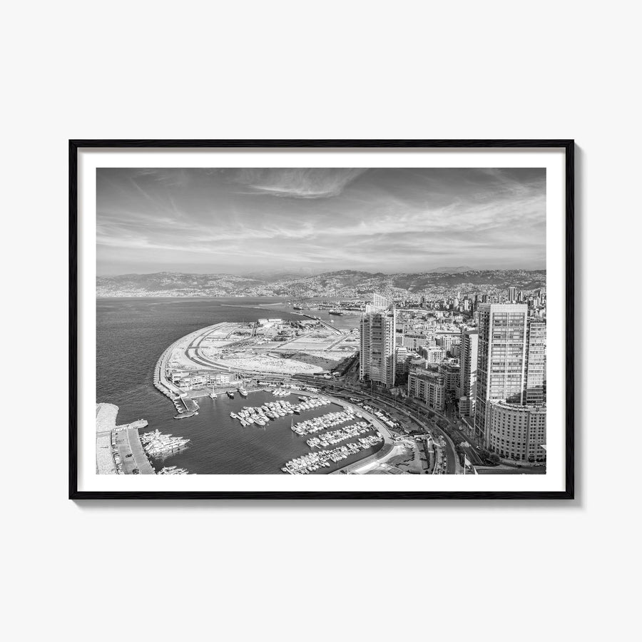 Beirut black & white photo poster of Lebanon – horizontal wall art, unframed print shown in interior mockup