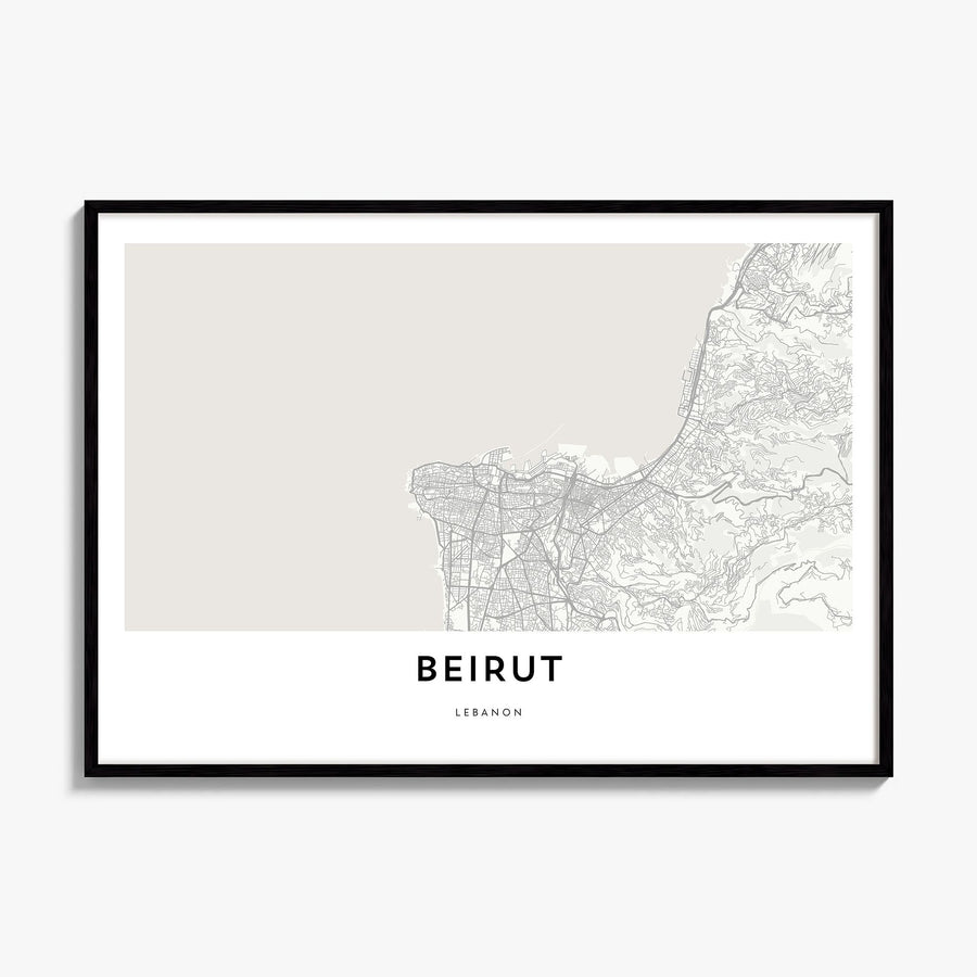 Beirut Map Poster, framed poster mockup